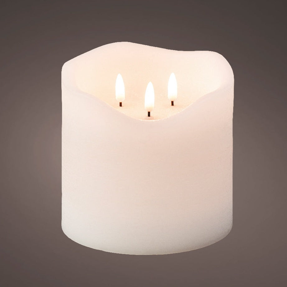 White 3 Wick LED Candle 15cm