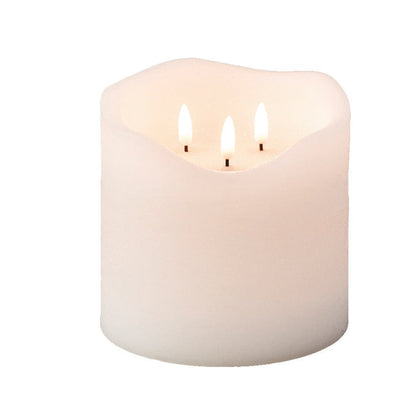 White 3 Wick LED Candle 15cm