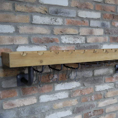 Wooden Industrial Style Wine Shelf