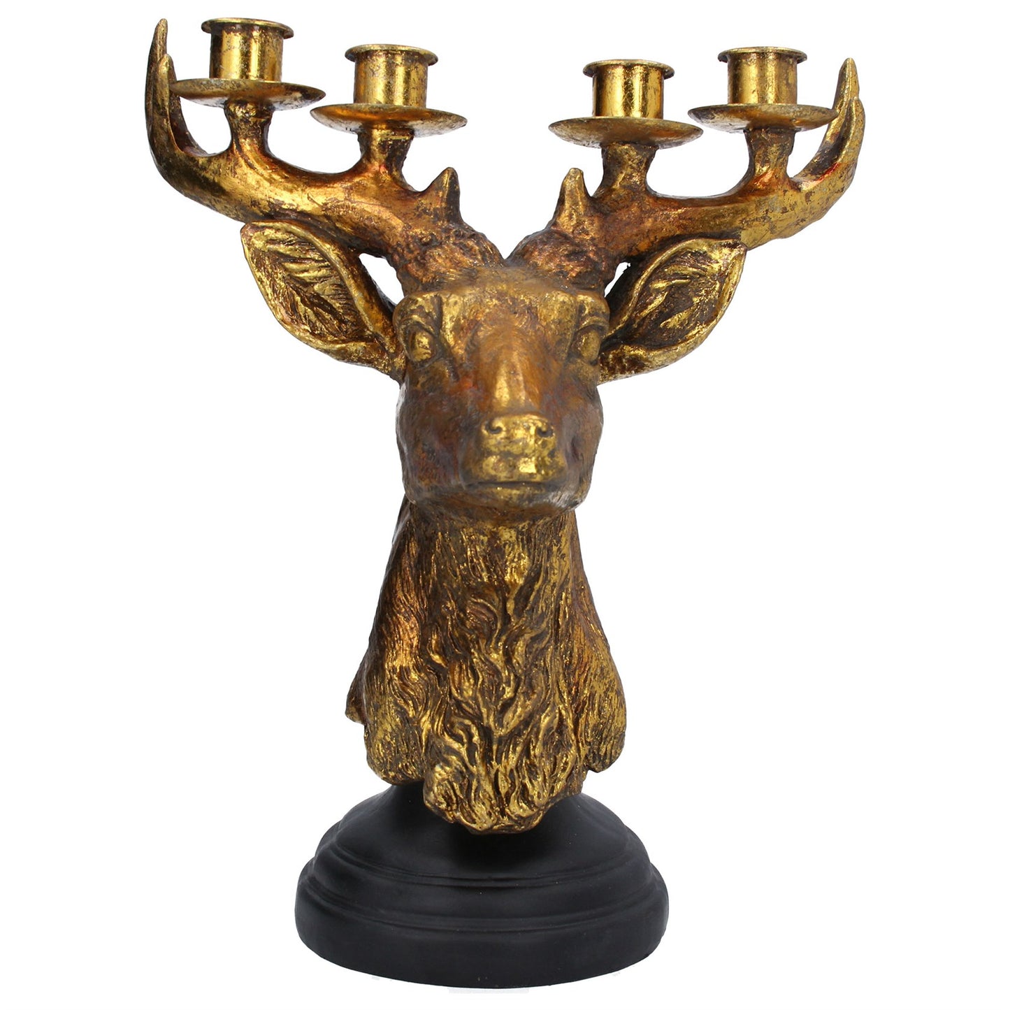 Gold Stag Head Candelabra 30cm