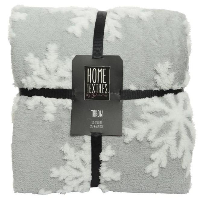 Grey Snowflake Soft Touch Throw