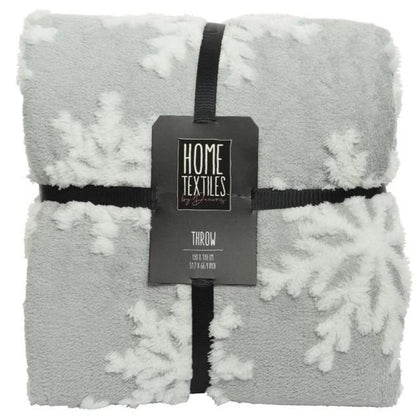 Grey Snowflake Soft Touch Throw