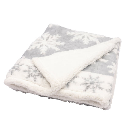 Grey Snowflake Soft Touch Throw