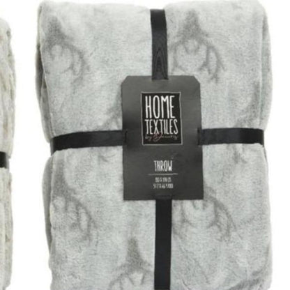 Reindeer Head Design Grey Throw