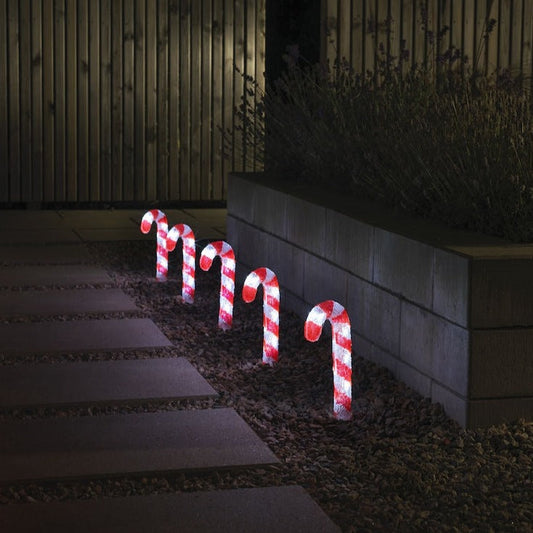 Konstsmide 5 Piece Acrylic Christmas Candy Cane LED Light Set