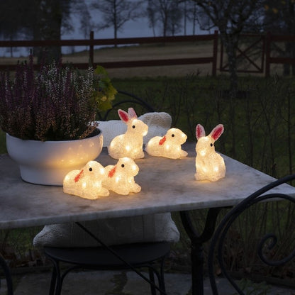 Acrylic Lit LED Warm White Rabbit Set