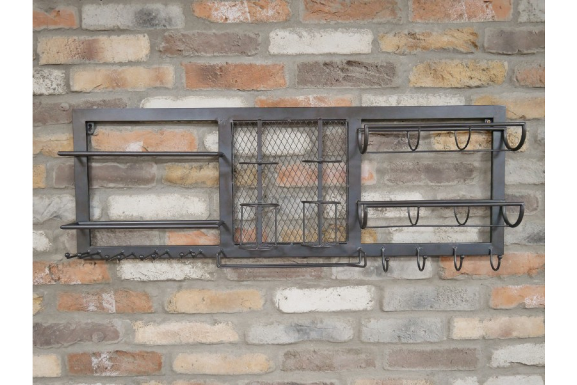 Industrial Style Wine and Glass Holder Wall Unit