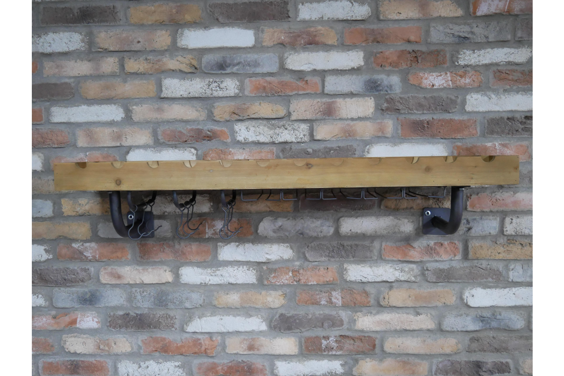 Wooden Industrial Style Wine Shelf