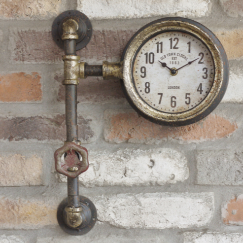 Vintage Style Aged Pipe Clock