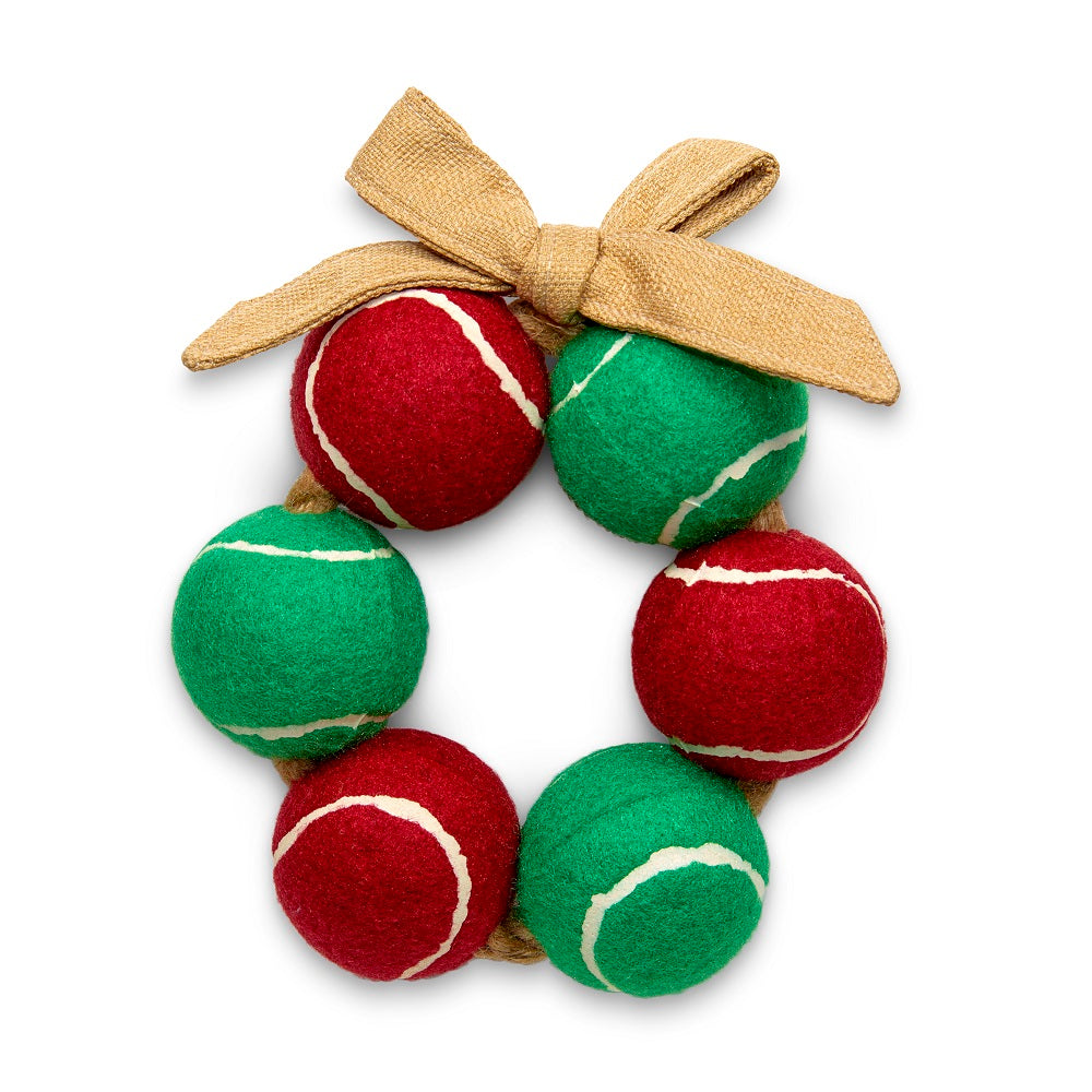 Tennis Ball Christmas Wreath Dog Toy