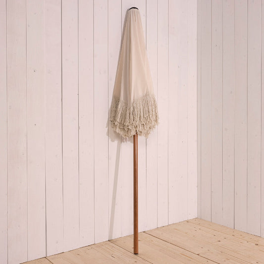 Cream Parasol with Cotton Fringe