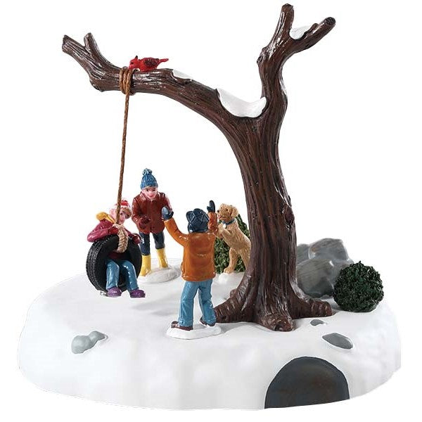 Lemax Tire Swing Twirl Christmas Village Table Accent