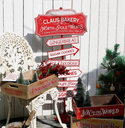 Claus Bakery North Pole Candy Cane Retro Christmas Sign