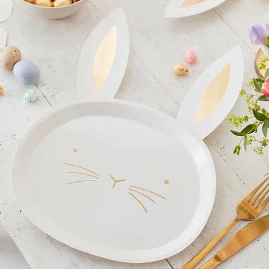 Gold Foiled Easter Bunny Paper Plates