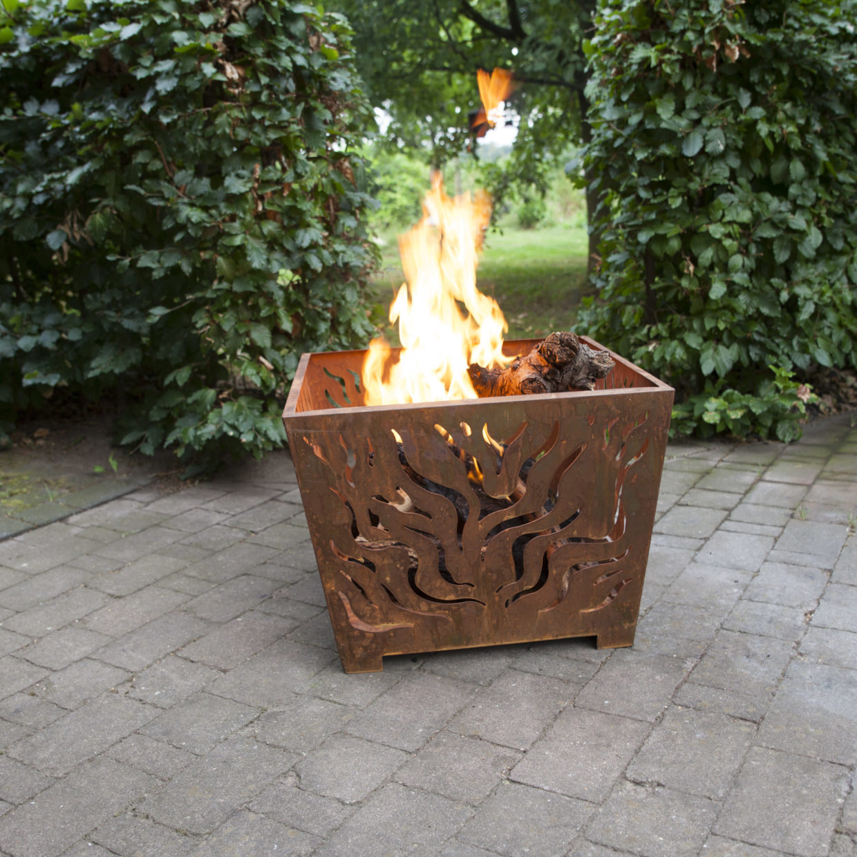 Fallen Fruits Square Rust Fire Basket 59cm