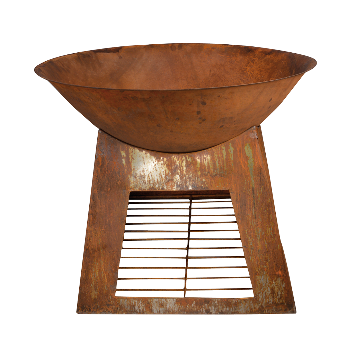 Oxidised Fire Pit Bowl with Wood Store