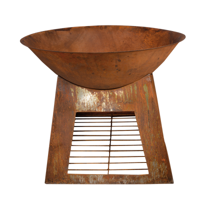 Oxidised Fire Pit Bowl with Wood Store