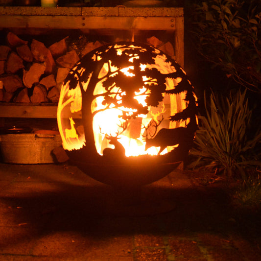 Fallen Fruits Fire Pit Globe with Laser Cut Woodland Design