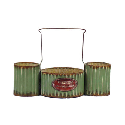 Green Rustic French Style 3 Pot Planter