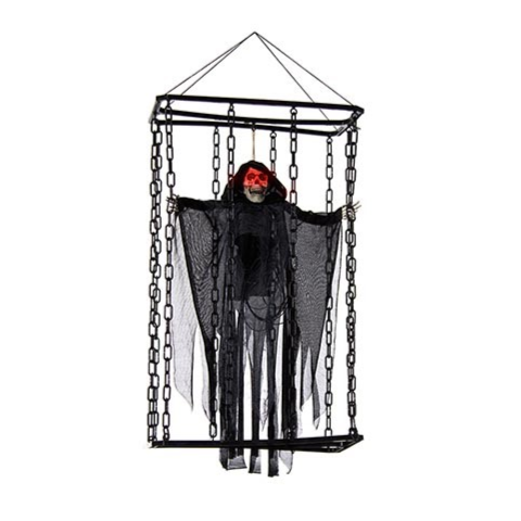 Black Caged Reaper Animated Halloween Display Decoration With Sound