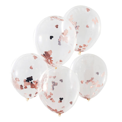 Rose Gold Heart Shaped Confetti Balloons