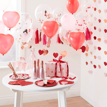 Rose Gold Heart Shaped Confetti Balloons