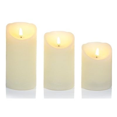 Set of 3 Cream FlickaBright Candles with Remote Control