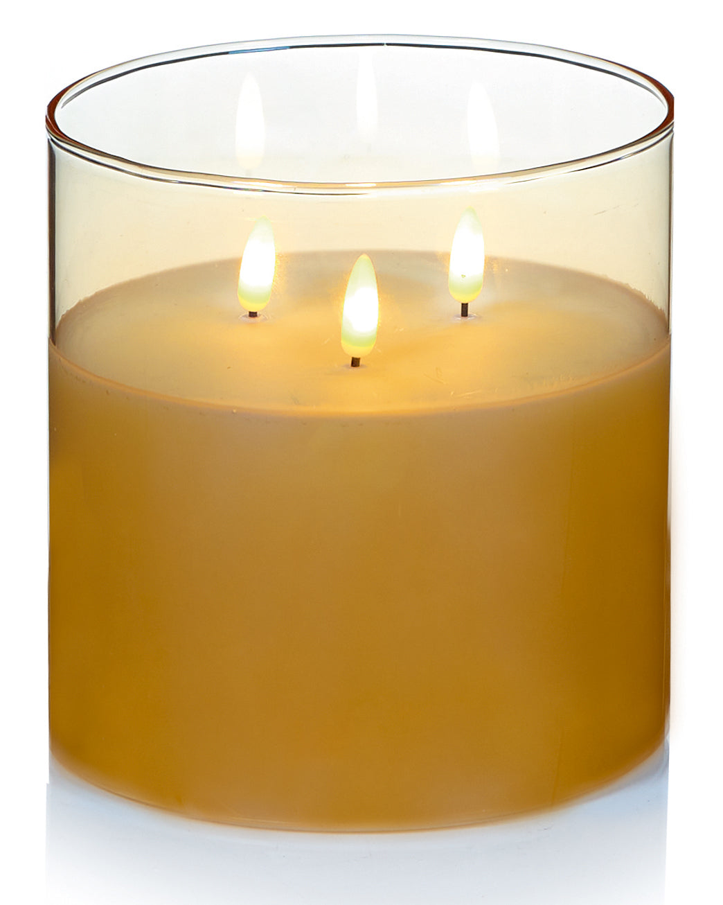 Flickabright Amber Glass Triple Wick Candle