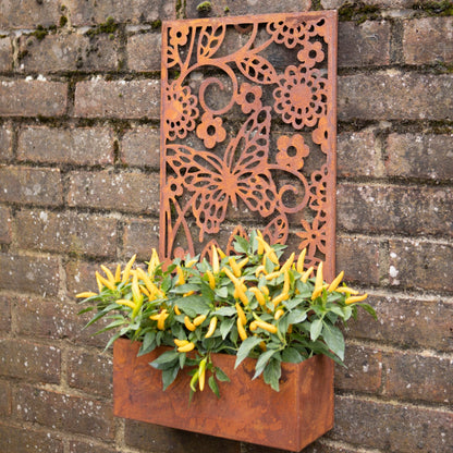 Rust Finish Butterfly Wall Planter