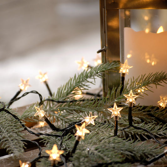 Festive 50 Warm White Star Battery Operated String Lights