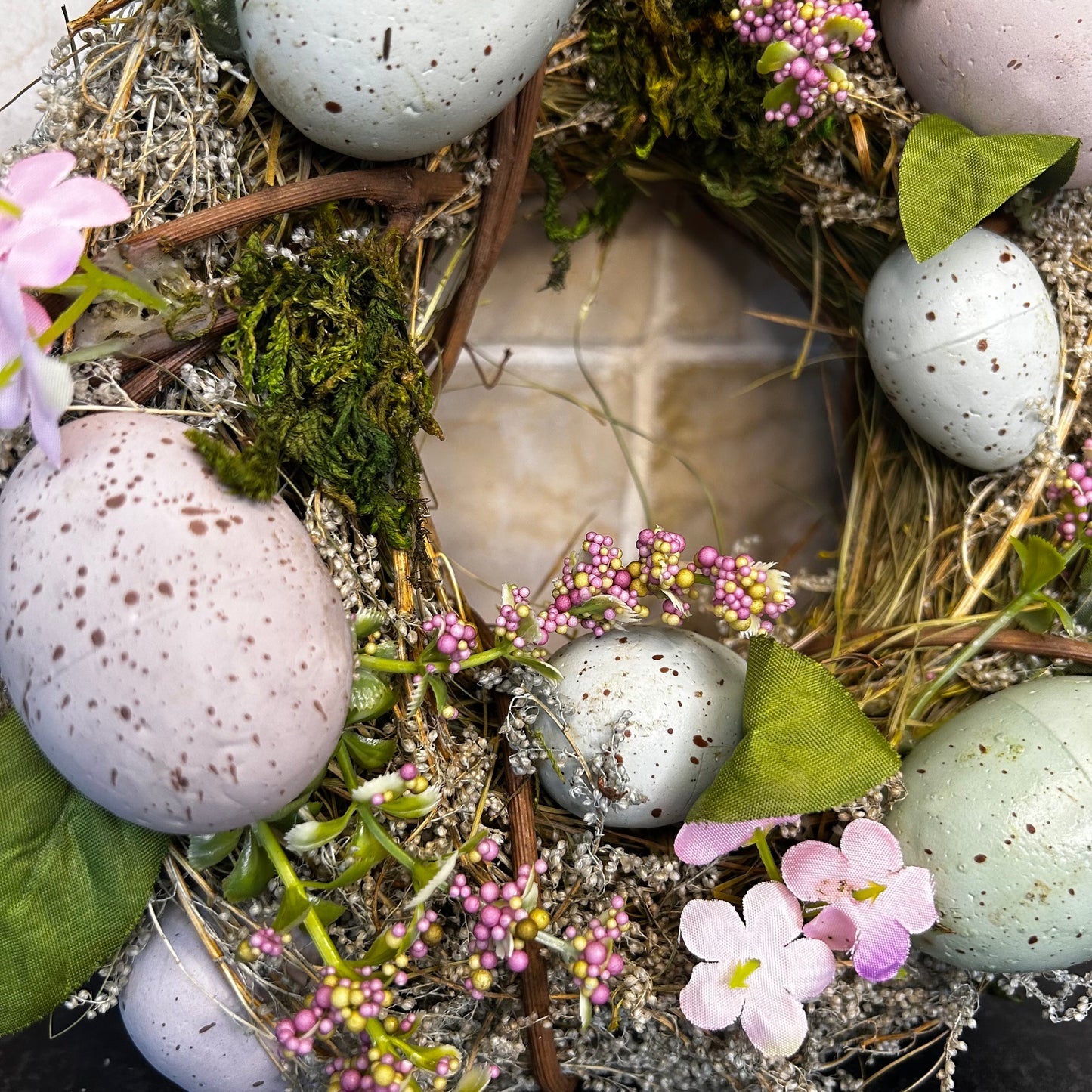 Floral Speckled Egg Easter Wreath