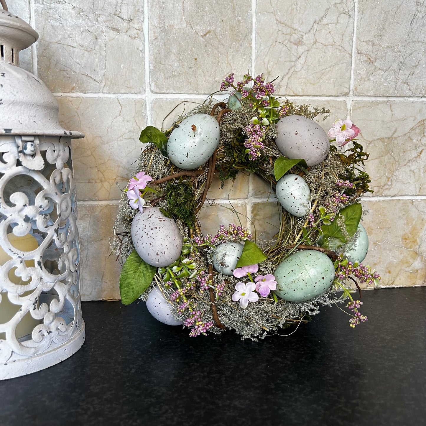 Floral Speckled Egg Easter Wreath