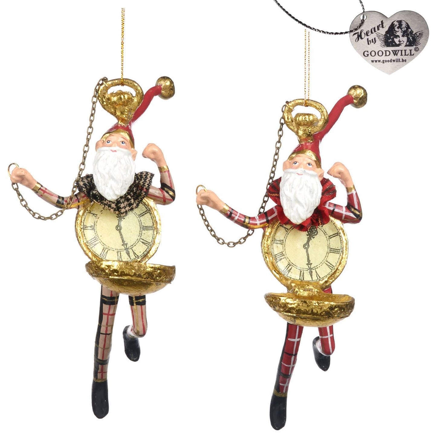 Royal Tartan Santa Clock Hanging Decoration