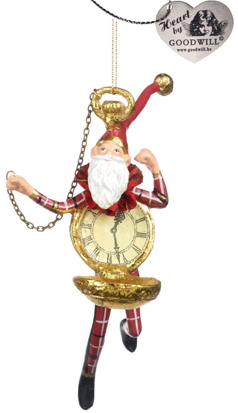 Royal Tartan Santa Clock Hanging Decoration