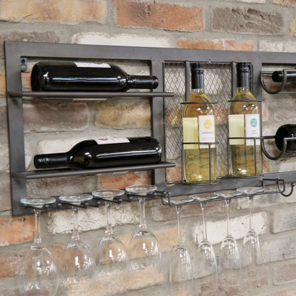 Industrial Style Wine and Glass Holder Wall Unit