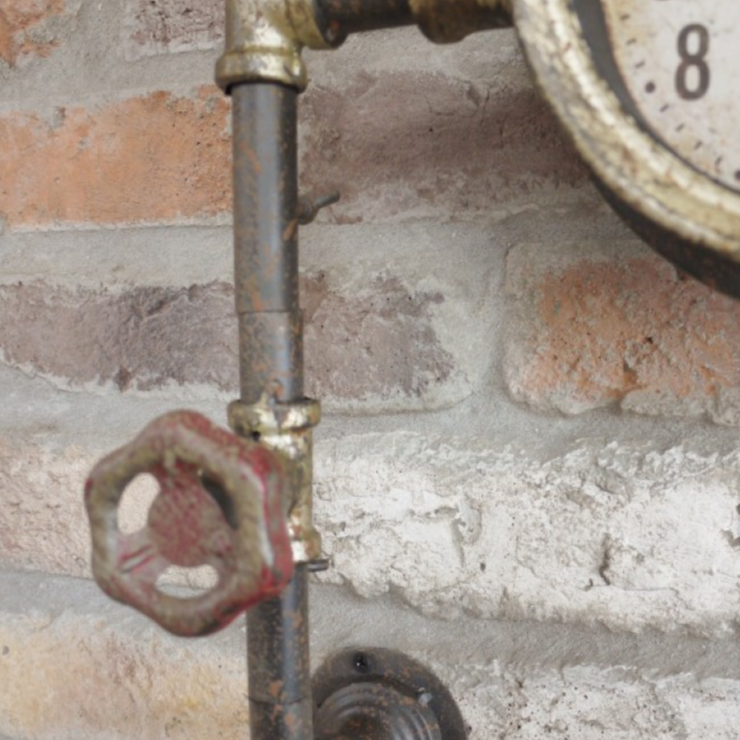 Vintage Style Aged Pipe Clock