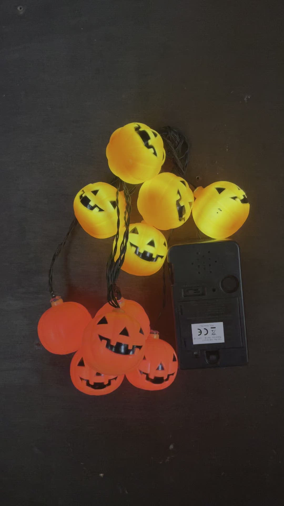 video of the pumpkin lights with flashing LED's and making a spooky noise