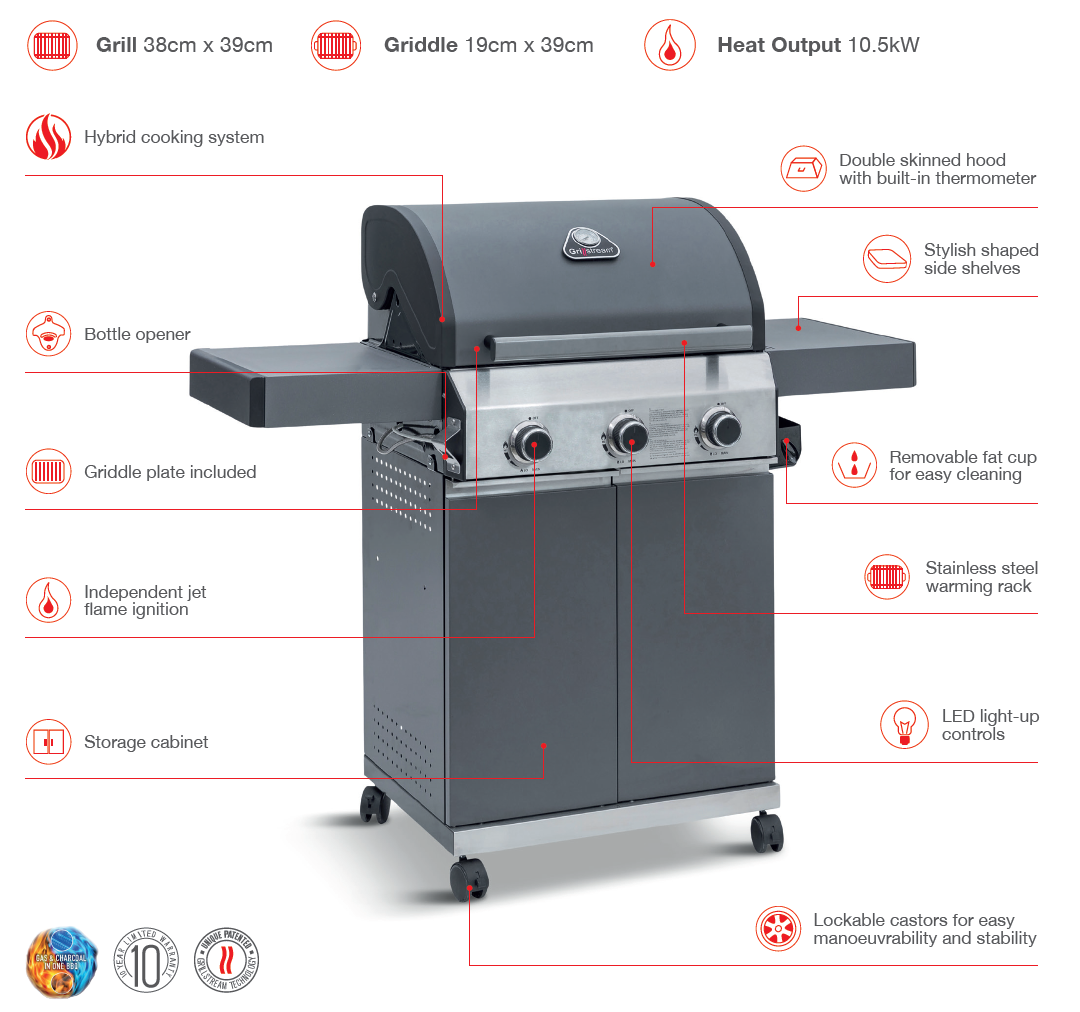 Grillstream Classic 3 Burner Hybrid BBQ