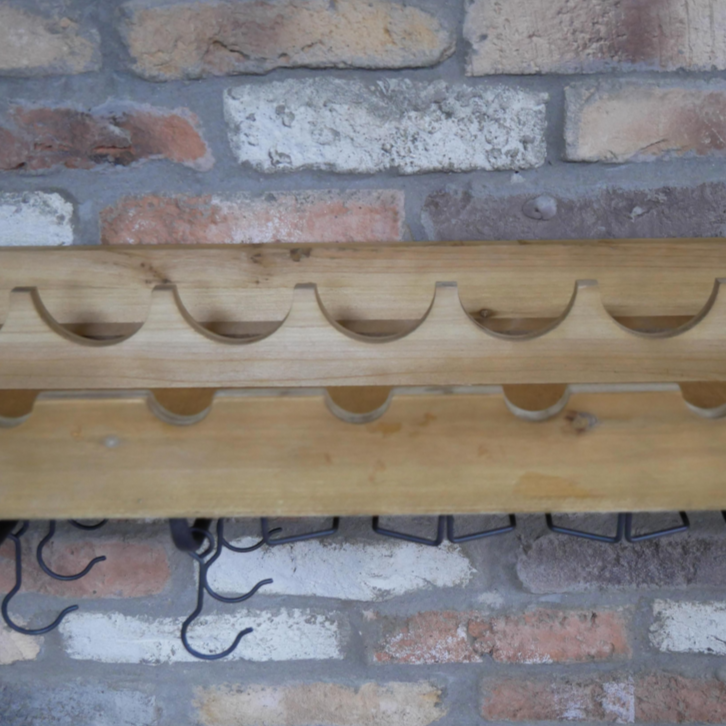 Wooden Industrial Style Wine Shelf