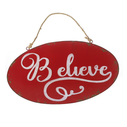 Vintage Style Christmas Believe Metal Sign