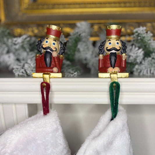 Red Nutcracker Stocking Hangers set of 2