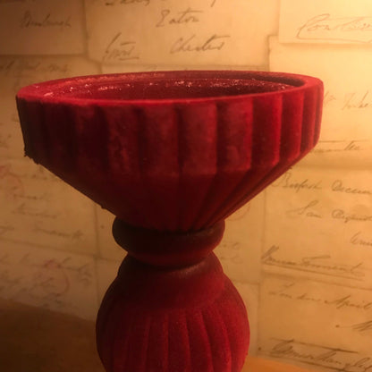 Burgundy Velour Candle Holder