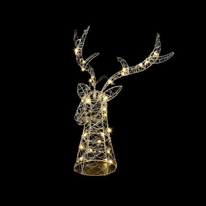 Silver Stags Head Christmas Tree Topper with Warm White LED's