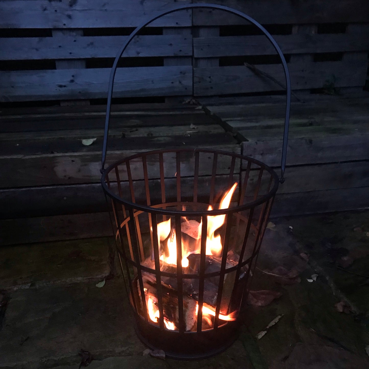 Black Fire Pit Basket 39cm with Handle