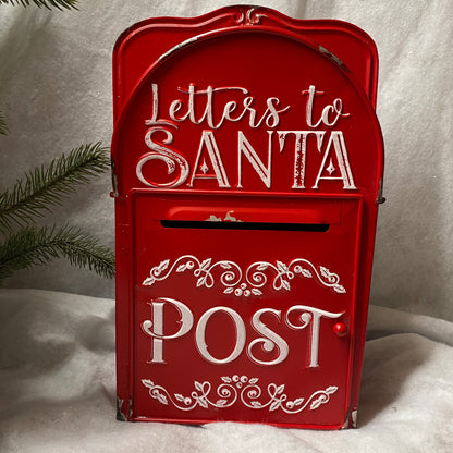 Handmade Traditional Christmas Red Tin Post Box