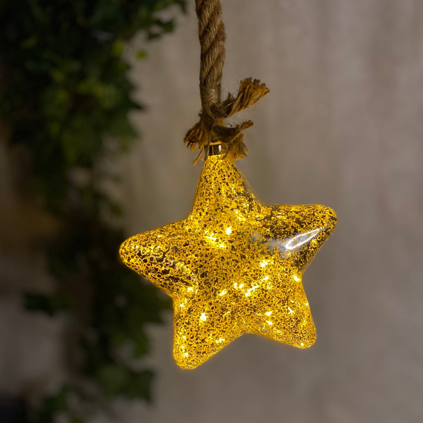 Lumineo Micro LED Silver Star Decoration with Rope 20cm