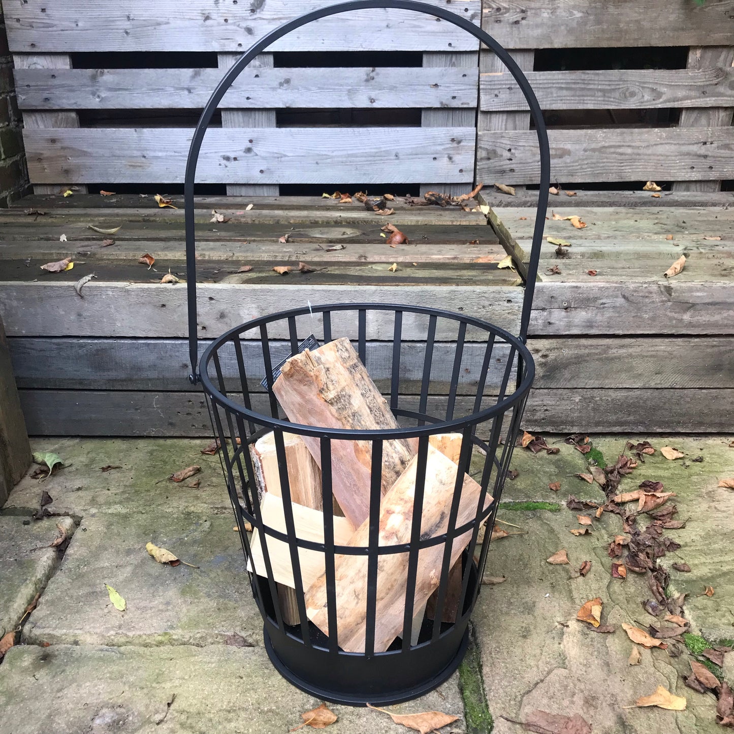 Black Fire Pit Basket 39cm with Handle