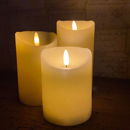 Set of 3 Cream FlickaBright Candles with Remote Control