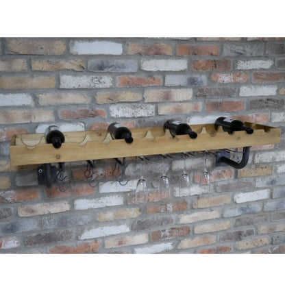 Wooden Industrial Style Wine Shelf