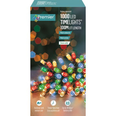 Premier 1000 Multi Colour Timelights Battery Operated String Lights